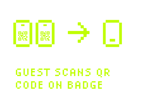 Guest scans the QR code on a badge.